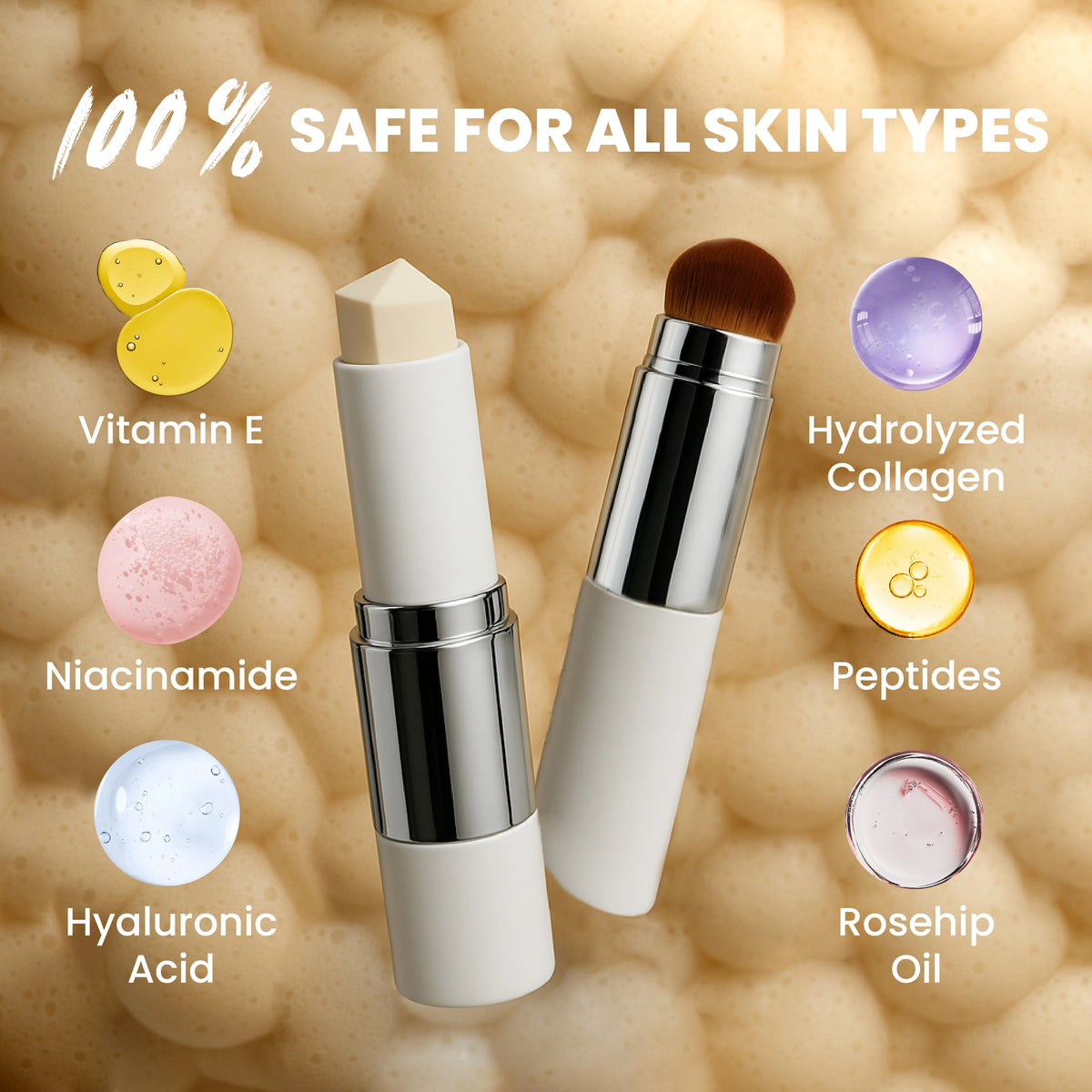 Bexola 2-in-1 Foundation Stick & Brush